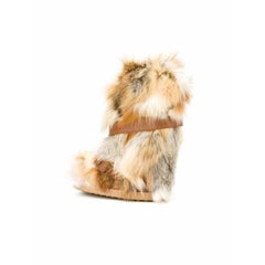 AW15 Moschino Couture x Jeremy Scott Leather & Fox Fur Buckled Snow Boots