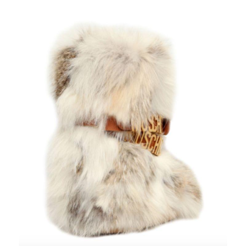 AW15 Moschino Couture x Jeremy Scott Leather & Fox Fur Buckled Snow Boots For Sale 1