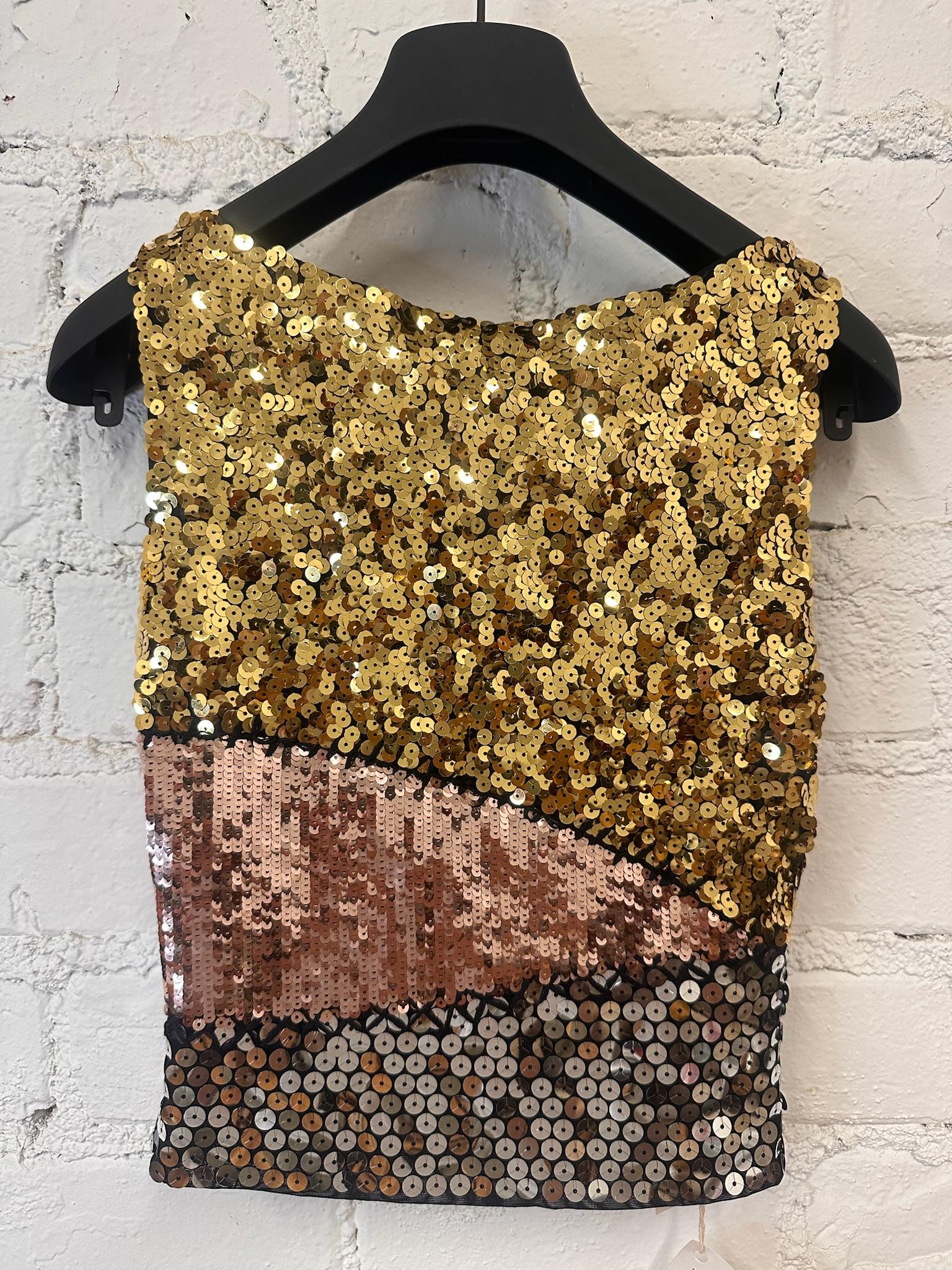 AW15 MOSCHINO COUTURE x Jeremy Scott Tricolor Sequined Embellished Cropped Top For Sale 1