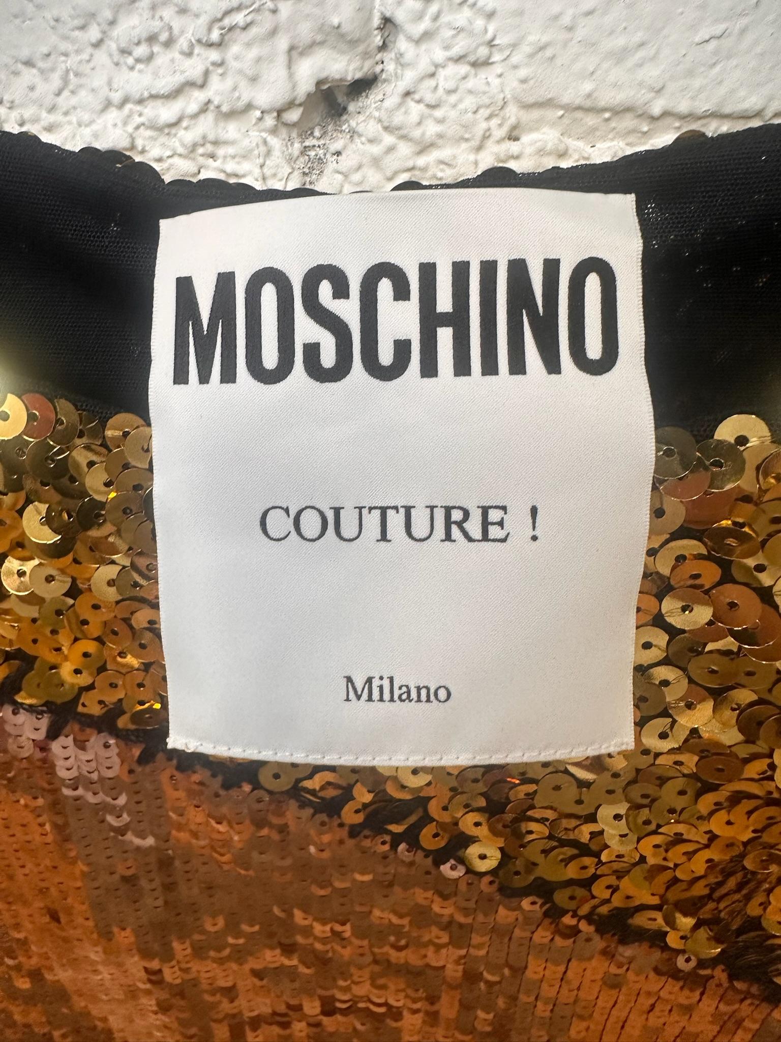 AW15 MOSCHINO COUTURE x Jeremy Scott Tricolor Sequined Embellished Cropped Top For Sale 2