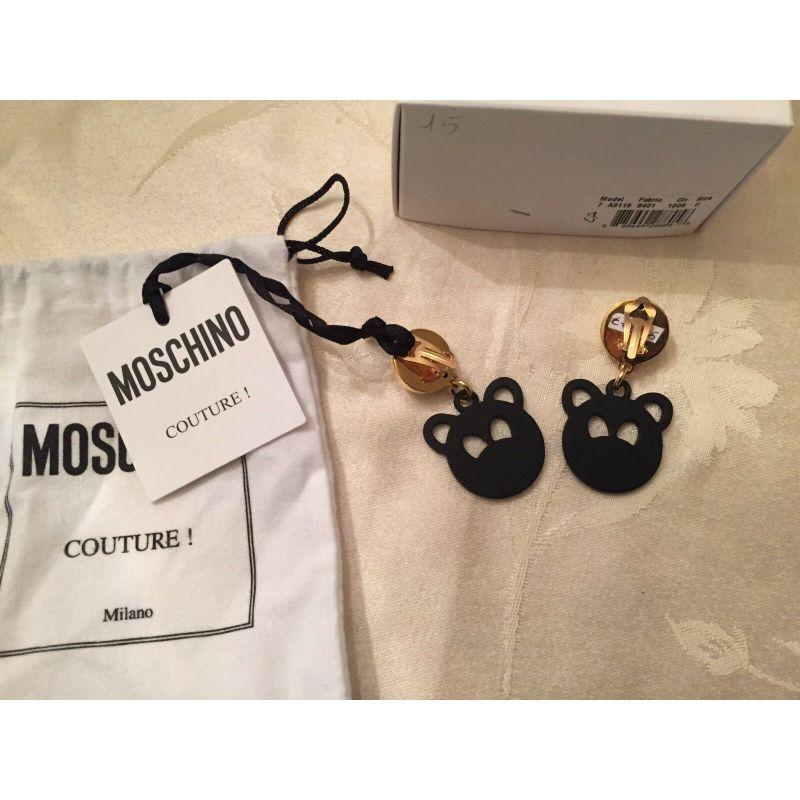 Boucles d'oreilles à clip ours Moschino AW15 Jeremy Scott Teddy Bear Ready 2 en métal noir en vente 3