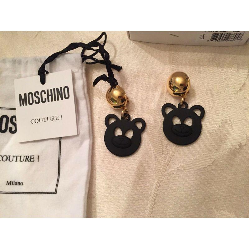 AW15 Moschino Jeremy Scott Teddy Bear Ready 2 Bear Clip on Earrings Black Metal For Sale 2