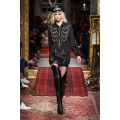 AW16 Moschino Couture Black Sweatshirt Hoodie Dress W/ Chains Hoops IT38 / US XS