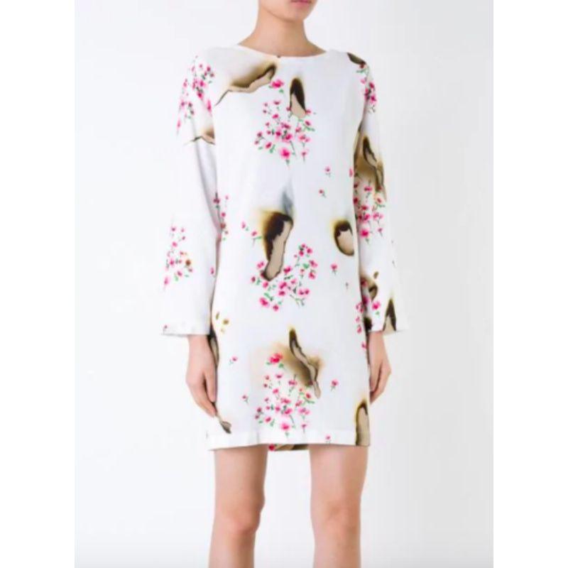 AW16 Moschino Couture Jeremy Scott Burnt Effect Floral White Rayon Dress In New Condition For Sale In Los Angeles, CA