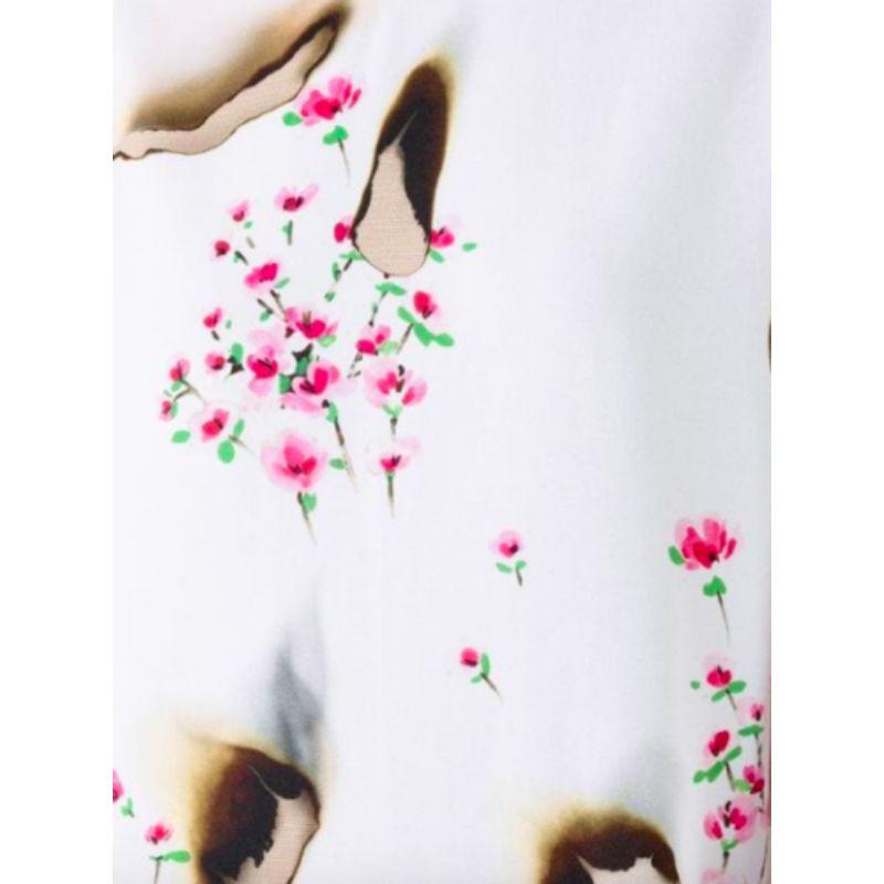 AW16 Moschino Couture Jeremy Scott Burnt Effect Floral White Rayon Dress For Sale 1