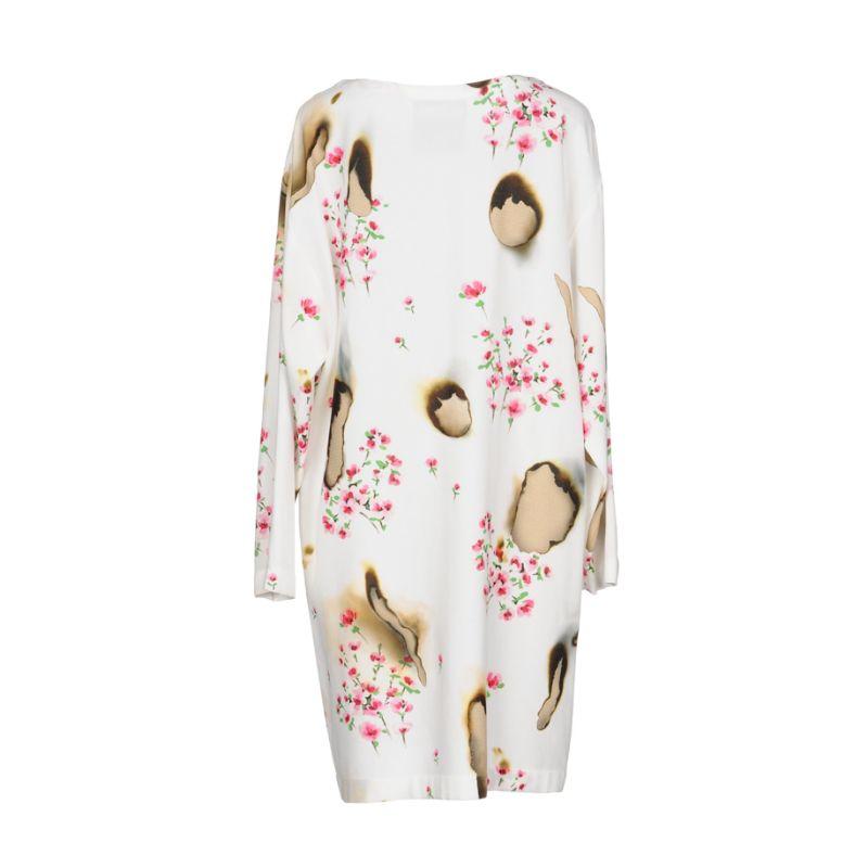 AW16 Moschino Couture Jeremy Scott Burnt Effect Floral White Rayon Dress For Sale 2