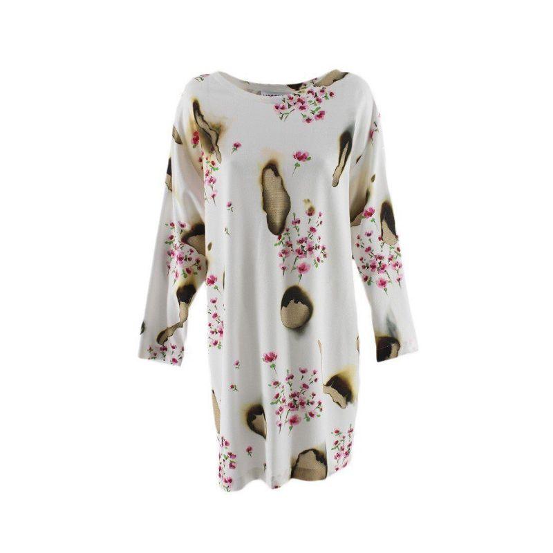 AW16 Moschino Couture Jeremy Scott Burnt Effect Floral White Rayon Dress For Sale 3
