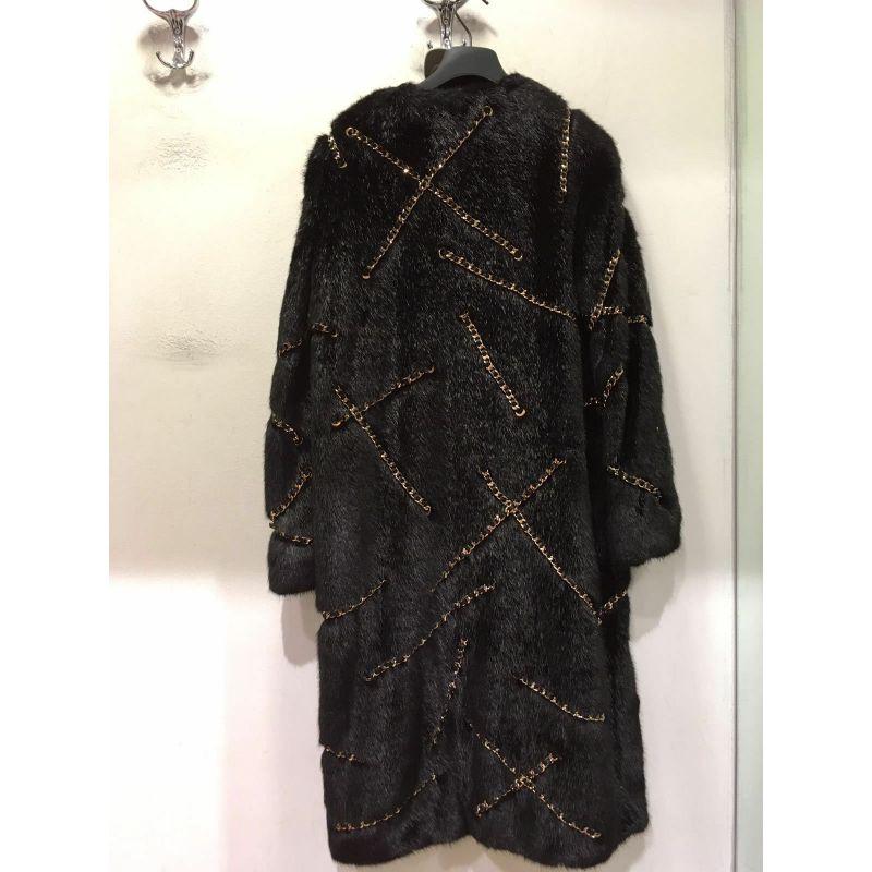 AW16 Moschino Couture Jeremy Scott Faux Fur Gold Chains Black Jacket Coat In New Condition For Sale In Palm Springs, CA