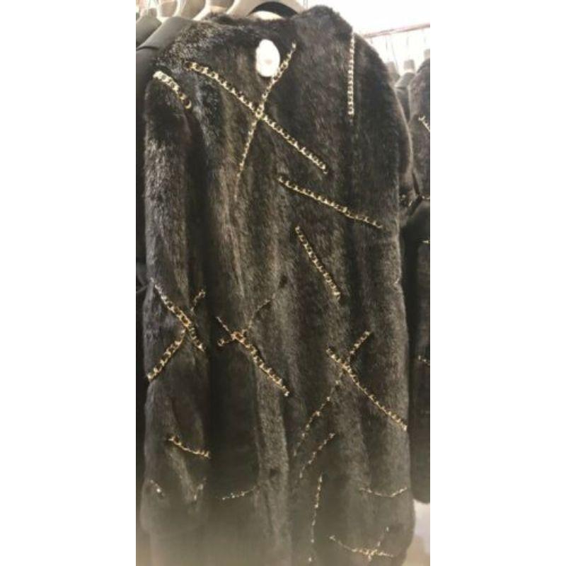 Women's AW16 Moschino Couture Jeremy Scott Faux Fur Gold Chains Black Jacket Coat For Sale