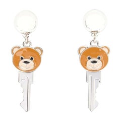 AW16 Moschino Couture x Jeremy Scott Key Teddy Bear Clip on Earrings 100% Metal
