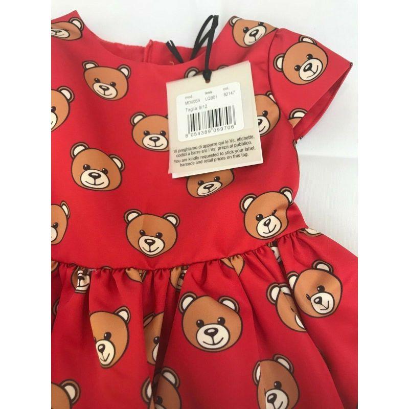 AW17 Moschino Baby Jeremy Scott 9 Month Red All Over Teddy Bears Short Dress For Sale 6