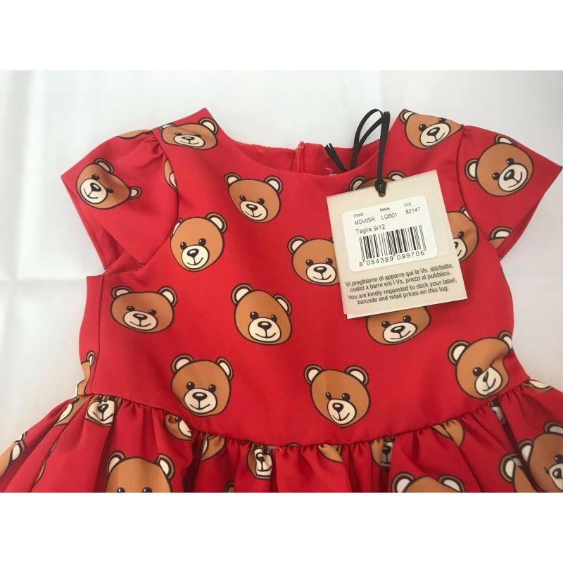 AW17 Moschino Baby Jeremy Scott 9 Month Red All Over Teddy Bears Short Dress For Sale 8