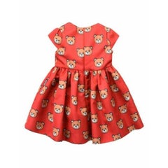 AW17 Moschino Baby Jeremy Scott 9 Month Red All Over Teddy Bears Short Dress