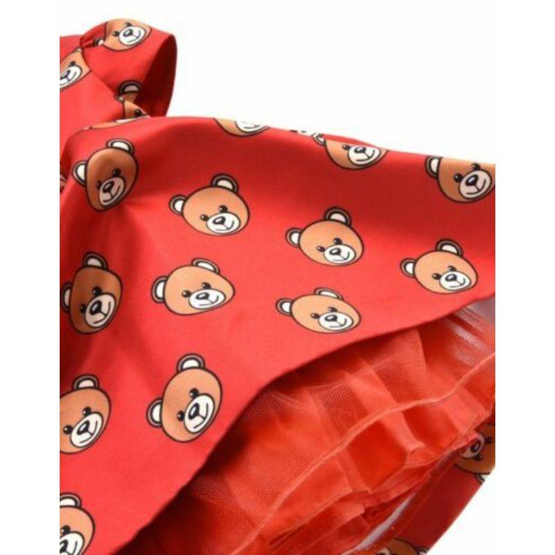 AW17 Moschino Baby Jeremy Scott 9 Month Red All Over Teddy Bears Short Dress In New Condition For Sale In Palm Springs, CA