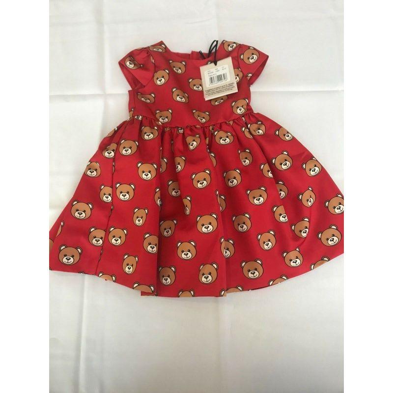 AW17 Moschino Baby Jeremy Scott 9 Month Red All Over Teddy Bears Short Dress For Sale 5