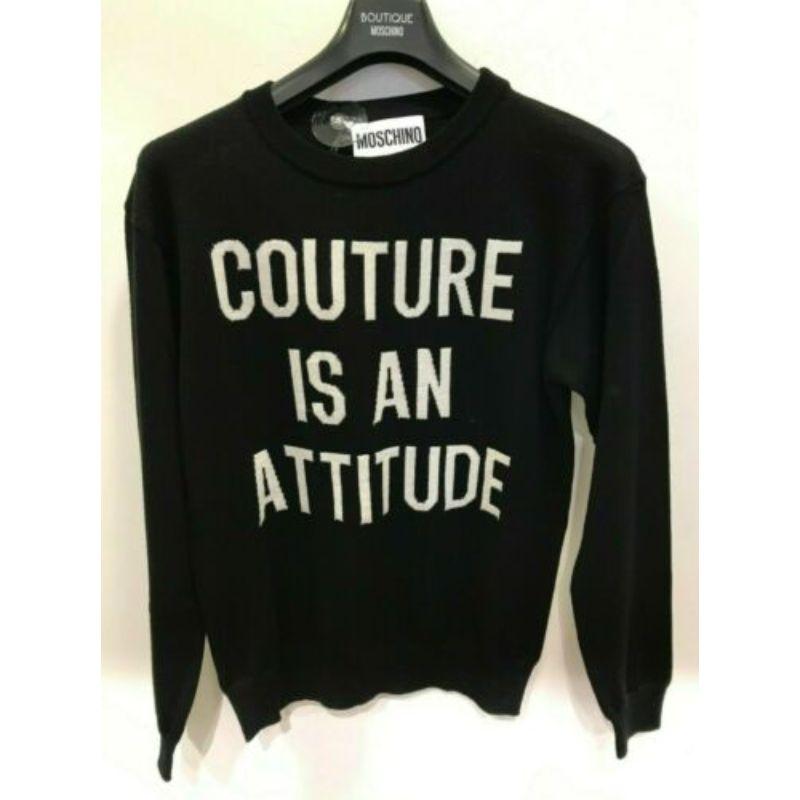 AW17 Moschino Couture Jeremy Scott Couture Is an Attitude Black Wool Sweater In New Condition For Sale In Palm Springs, CA