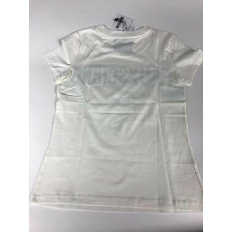 Gray AW17 Moschino Couture Jeremy Scott Fauxchino Milano White Cotton T-shirt For Sale