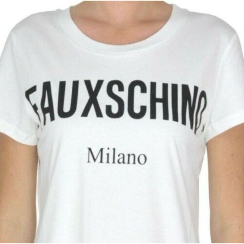 Women's AW17 Moschino Couture Jeremy Scott Fauxchino Milano White Cotton T-shirt For Sale