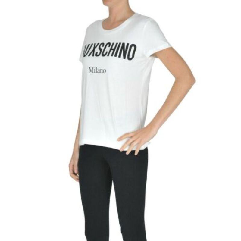 AW17 Moschino Couture Jeremy Scott Fauxchino Milano White Cotton T-shirt For Sale 1