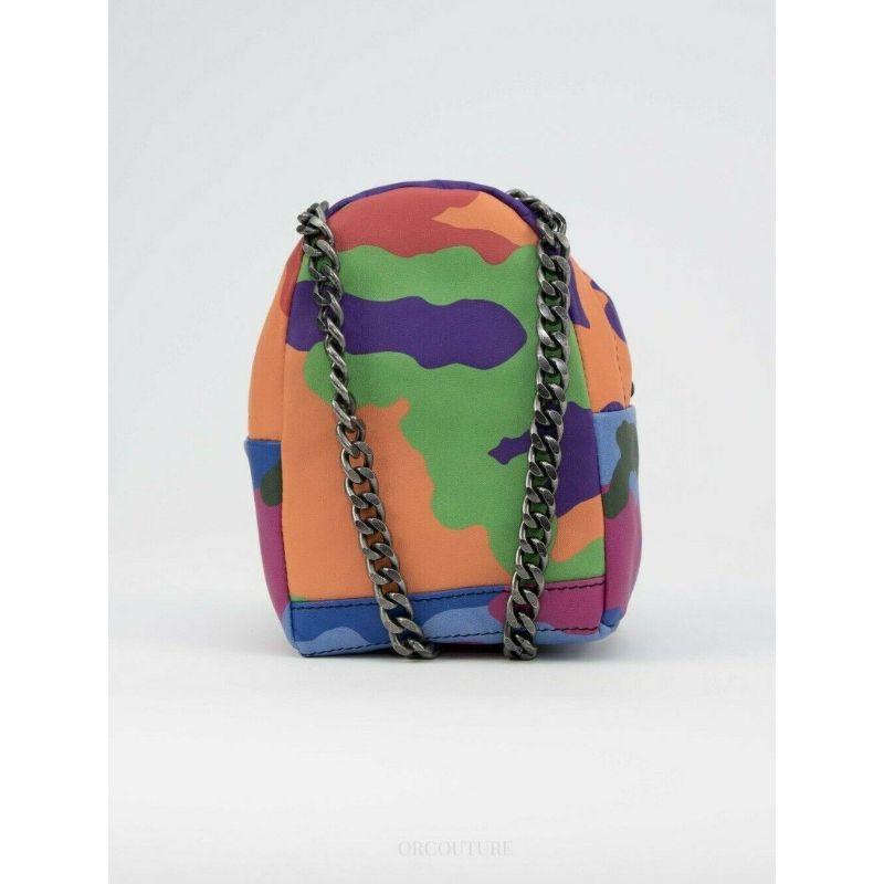 Women's AW17 Moschino Couture Jeremy Scott Green Purple Camouflage Leather Mini Backpack For Sale