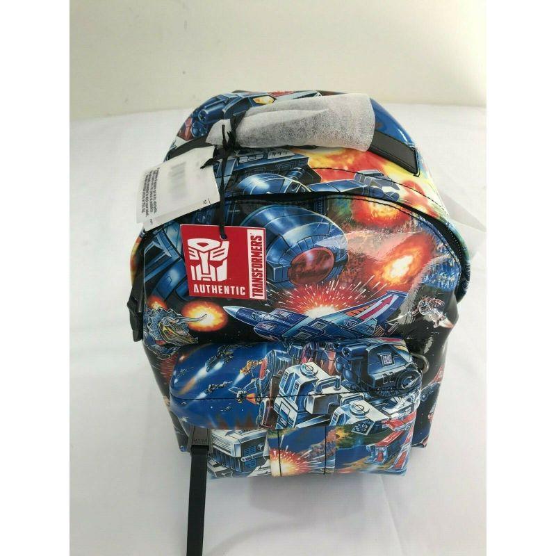 Women's or Men's AW17 Moschino Couture Jeremy Scott Transformers Blue Multi-color Print Backpack For Sale