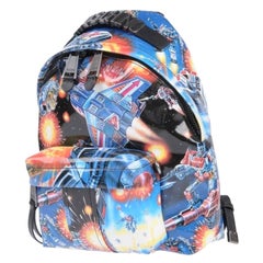 Zaino Moschino Couture Jeremy Scott Transformers blu con stampa multicolore AW17