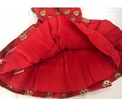 AW17 Moschino Jeremy Scott, 9-12 Months, Red Baby All Over Teddy Bears, Dress