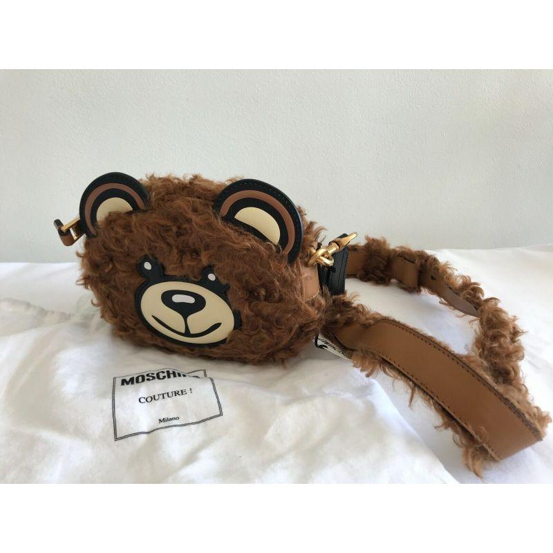 AW18 Moschino Couture Jeremy Scott Fur Teddy Bear Head Crossbody Shoulder Bag For Sale 3