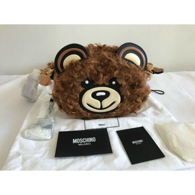 Noir Sac à bandoulière Moschino Couture AW18 en fourrure à tête d'ours Teddy Jeremy Scott en vente