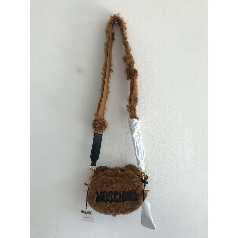Women's AW18 Moschino Couture Jeremy Scott Fur Teddy Bear Head Crossbody Shoulder Bag