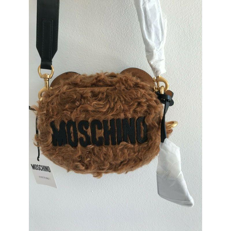 AW18 Moschino Couture Jeremy Scott Fur Teddy Bear Head Crossbody Shoulder Bag For Sale 1