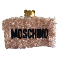 AW18 Moschino Couture Jeremy Scott Pink Faux Fur Teddy Bear Head Shoulder Bag