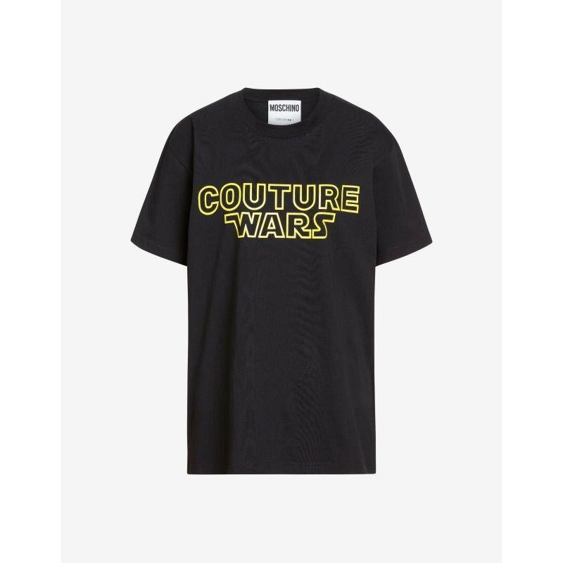 AW18 Moschino Couture Jeremy Scott Star Wars „Couture Wars“ Schwarzes T-Shirt- 38 IT im Zustand „Neu“ im Angebot in Matthews, NC