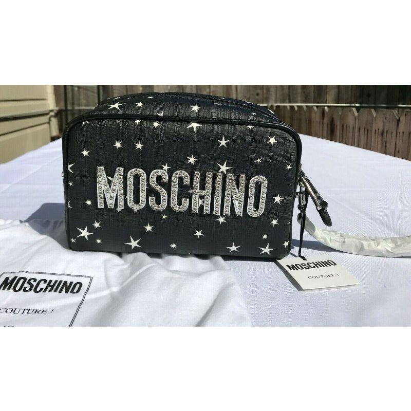 AW18 Moschino Couture Jeremy Scott Ufo Teddy Bear Invasion Black Make Up Bag In New Condition For Sale In Matthews, NC