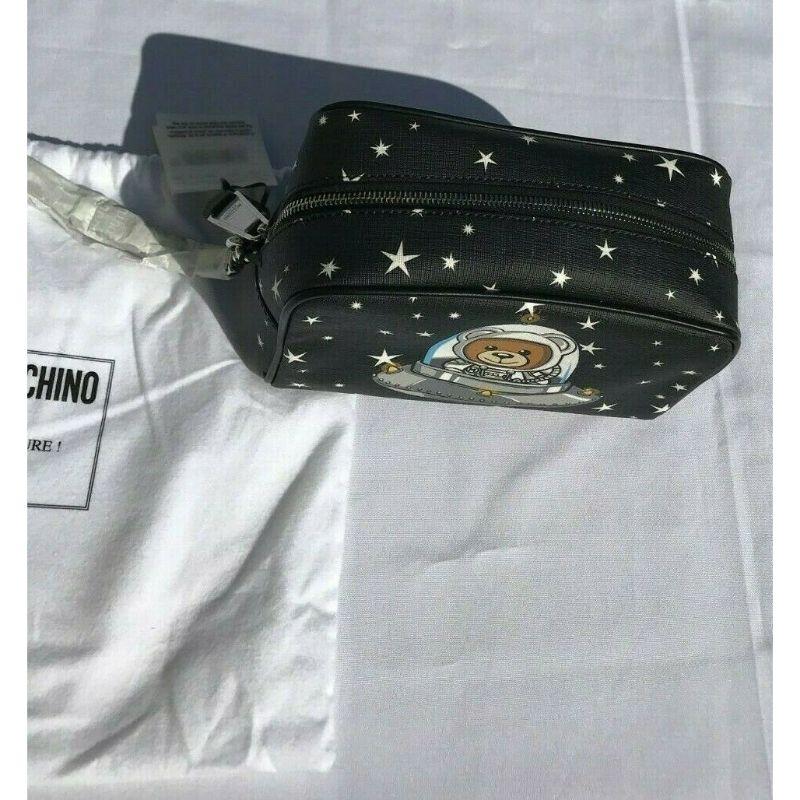 AW18 Moschino Couture Jeremy Scott Ufo Teddy Bear Invasion Black Make Up Bag For Sale 1