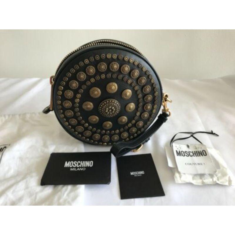 AW19 Moschino Couture Jeremy Scott All Over Embellishments Round Leather Clutch For Sale 8