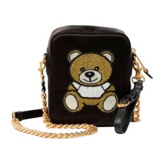 AW19 Moschino Couture Jeremy Scott Beaded Teddy Bear Rectangular Crossbody Bag