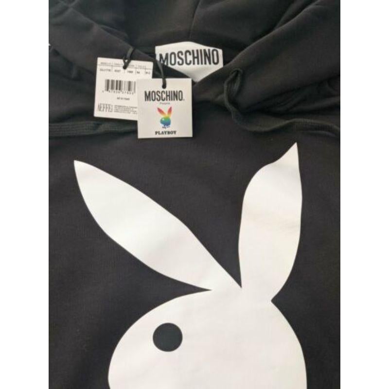 AW19 Moschino Couture Jeremy Scott Playboy Gayboy Black Hooded Sweatshirt 52 IT For Sale 7
