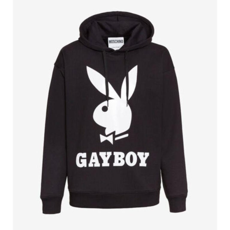 AW19 Moschino Couture Jeremy Scott Playboy Gayboy Black Hooded Sweatshirt  54 IT For Sale at 1stDibs | gayboy.pro