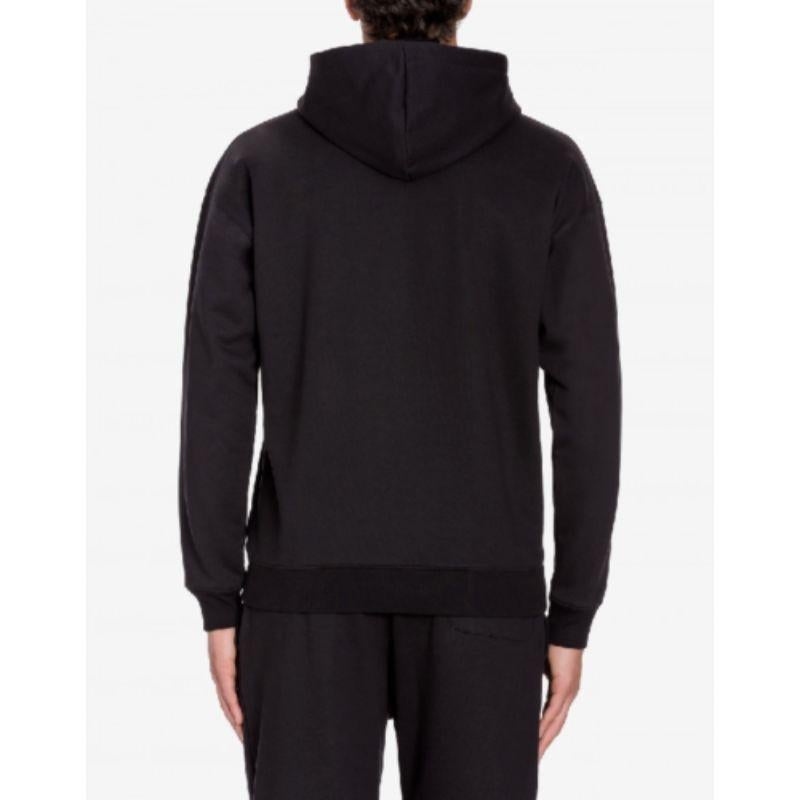 Men's AW19 Moschino Couture Jeremy Scott Playboy Gayboy Black Hooded Sweatshirt 54 IT For Sale