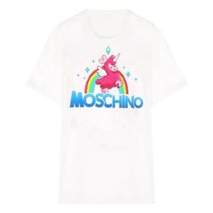 AW19 Moschino Couture Jeremy Scott Schafs Unicorn Sim Weißes Jersey T-Shirt