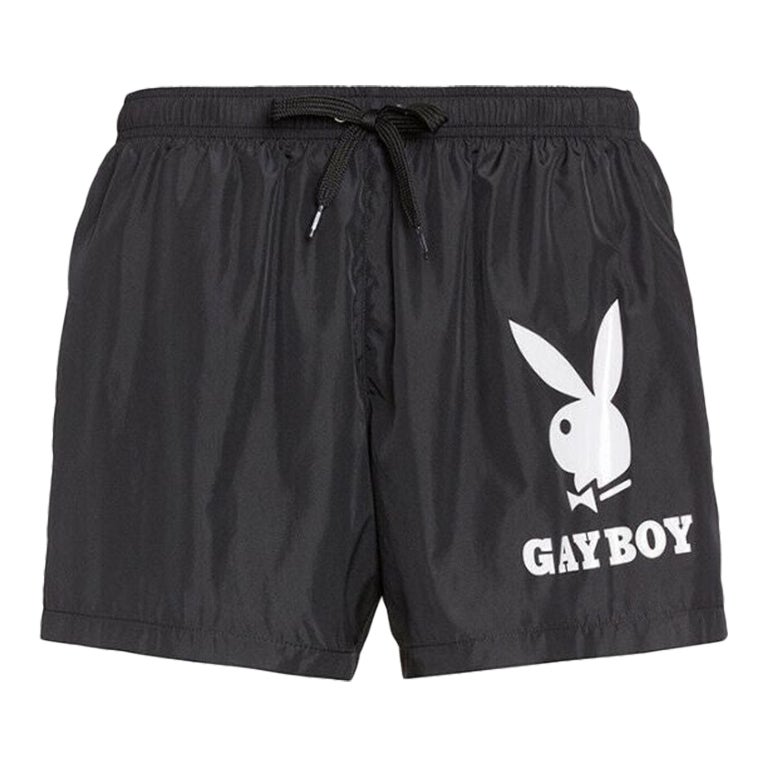 Moschino Couture x Jeremy Scott x Playboy Malles de bain noires « Gayboy » AW19 56 IT