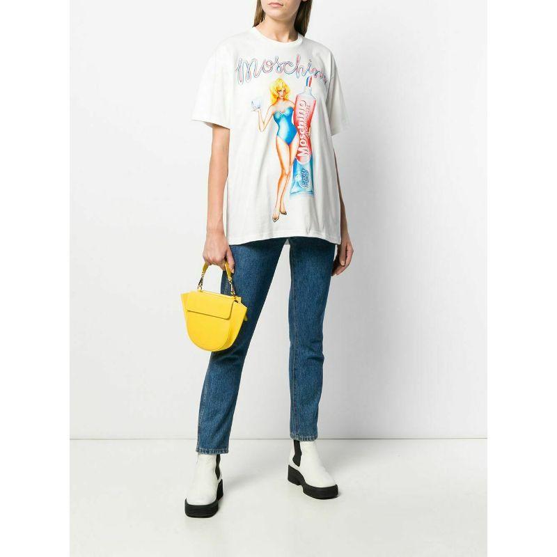 AW19 Moschino Jeremy Scott Toothpaste Cotton White Oversized T-shirt Tee S For Sale 4