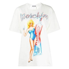 AW19 Moschino Jeremy Scott Zahnpaste Weißes übergroßes T-Shirt Tee S aus Baumwolle