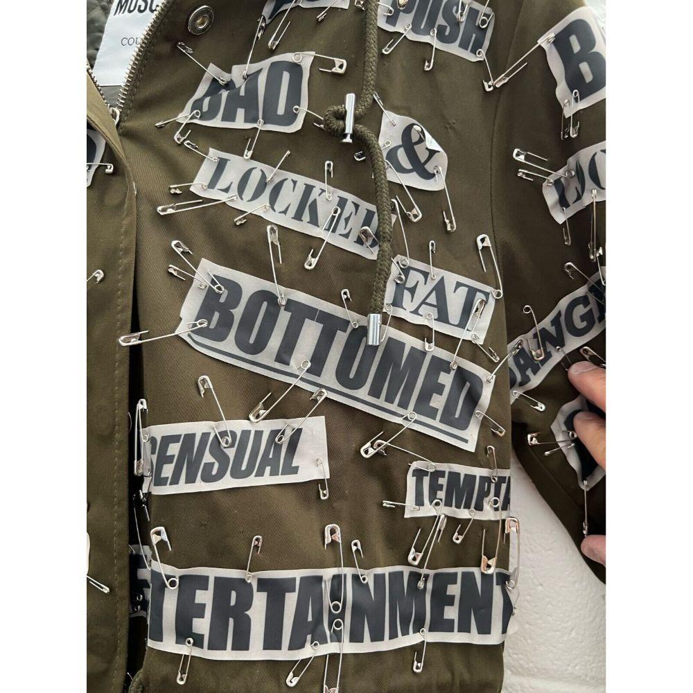 AW20 Moschino Couture Allover Safety Pins Fetish Key Word Long Coat For Sale 5