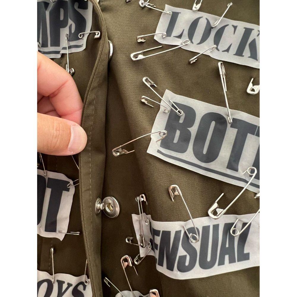 AW20 Moschino Couture Allover Safety Pins Fetish Key Word Long Coat For Sale 7