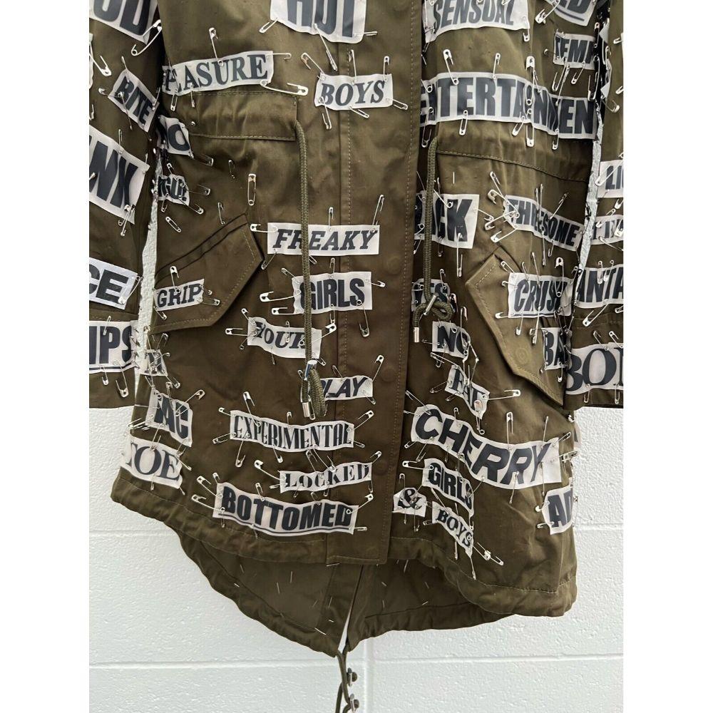 Women's AW20 Moschino Couture Allover Safety Pins Fetish Key Word Long Coat For Sale