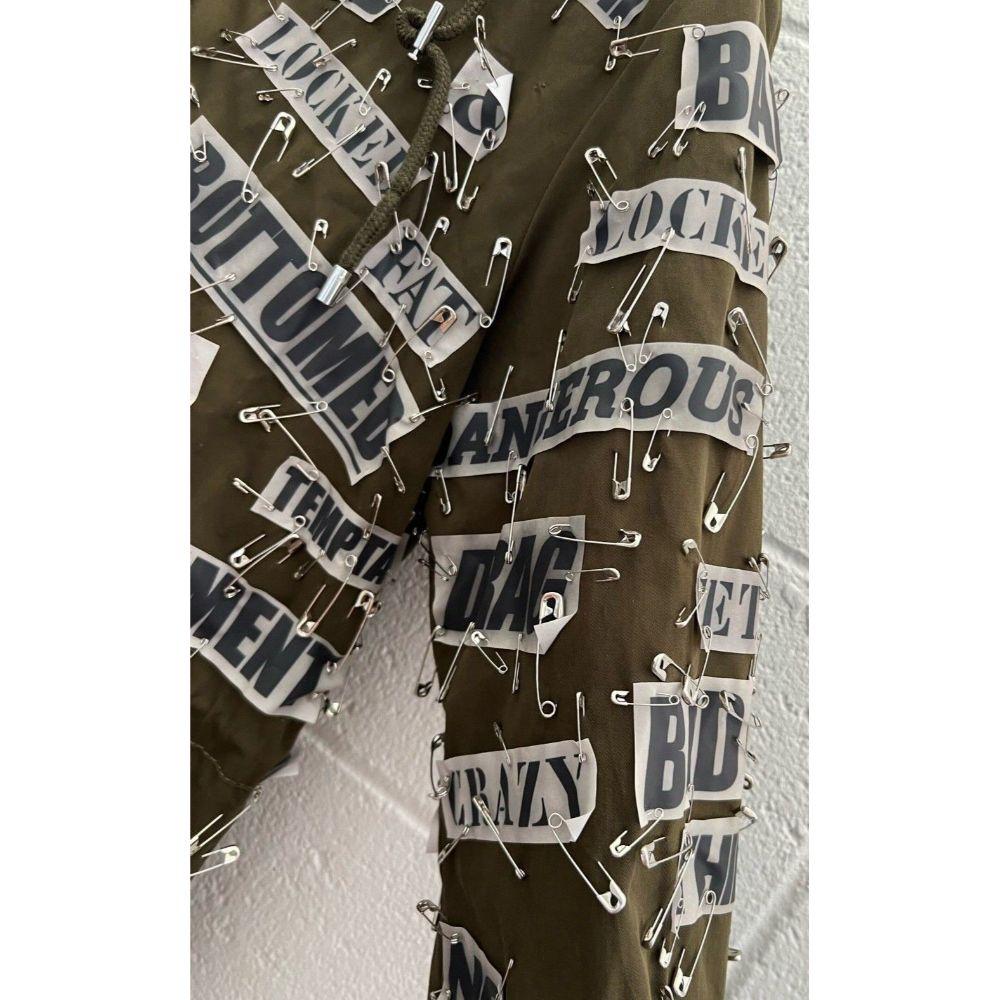 AW20 Moschino Couture Allover Safety Pins Fetish Key Word Long Coat For Sale 4