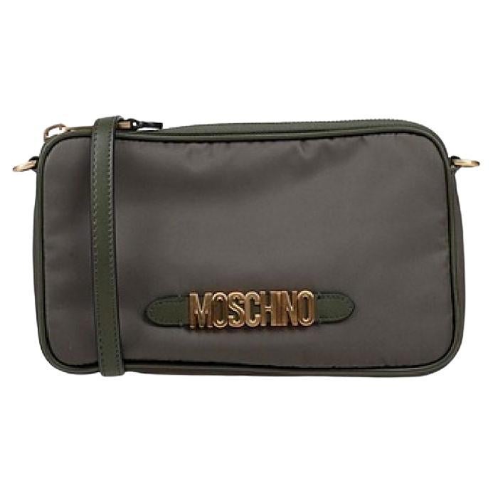 AW20 Moschino Couture Black Nylon Shoulder Bag with Gold Logo by Jeremy Scott For Sale