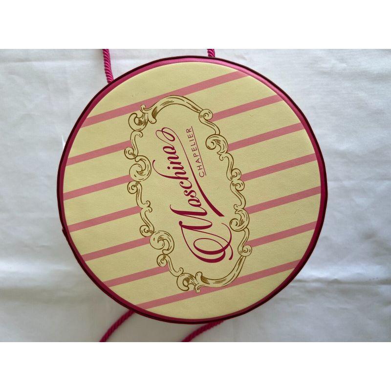 AW20 Moschino Couture J. Scott Leather Pink Cake Box Round Bag Marie Antoinette In New Condition For Sale In Palm Springs, CA